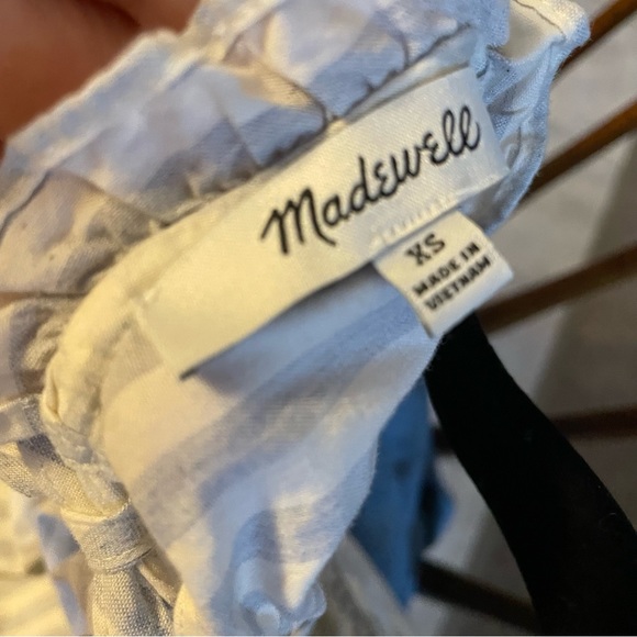 Madewell Striped Ruffle-Neck Keyhole Top Size XS - Picture 7 of 9